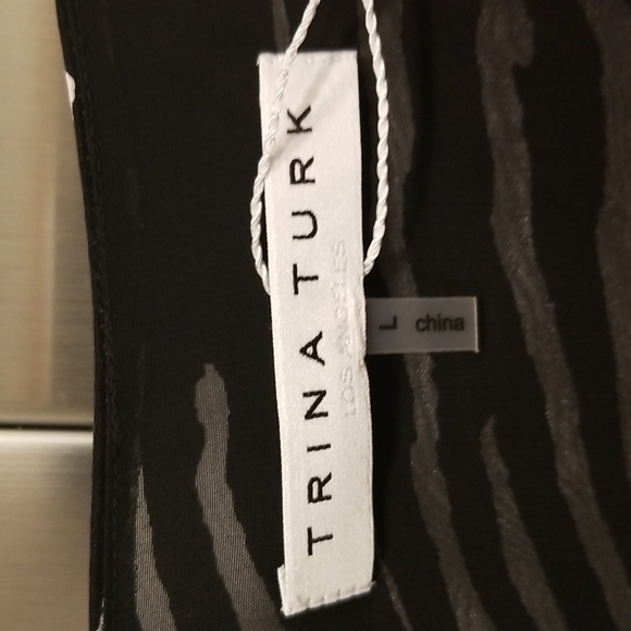 💕TRINA TURK💕 Kyoto Top ~ Print Large L NWT Blouse 100% Silk Crepe de Chine - Picture 12 of 14